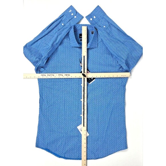 NWT Psycho Bunny Modern Fit Non-Iron Stretch Dress Shirt Floral Blue 15.5 32/33 - Picture 6 of 6